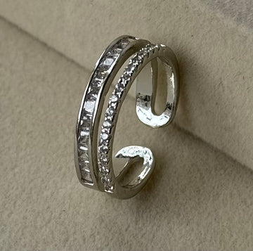 Silver Double Row Open Ring