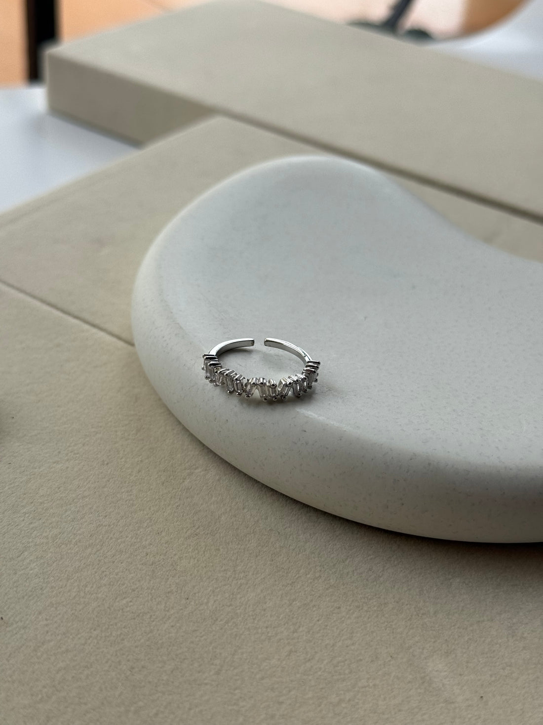 Silver Baguette Open Band Ring