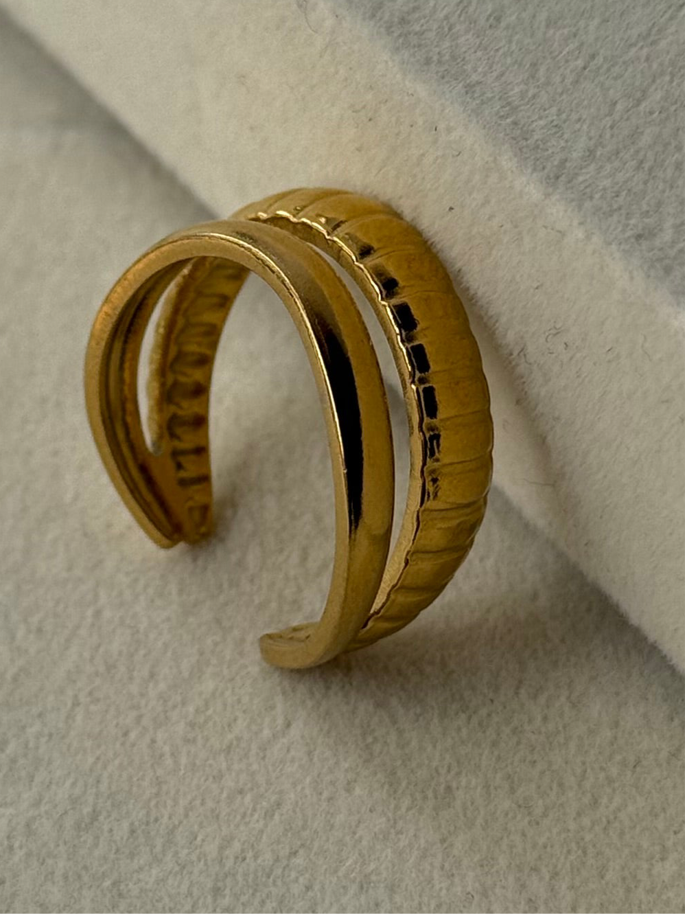 Gold Double Band Textured Ring