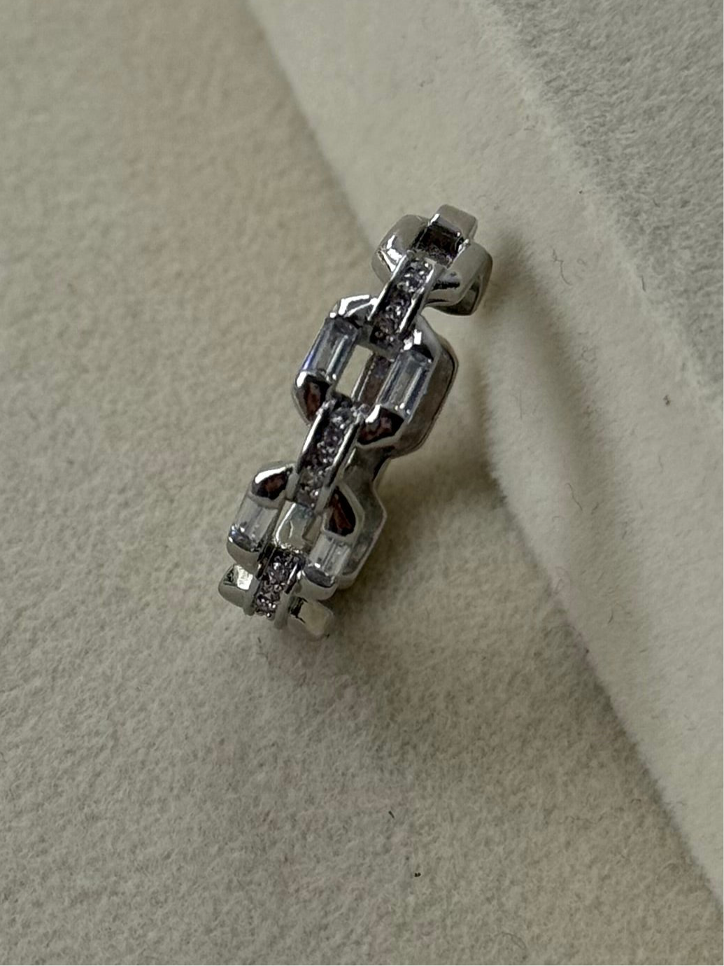 Silver Geometric Baguette Ring