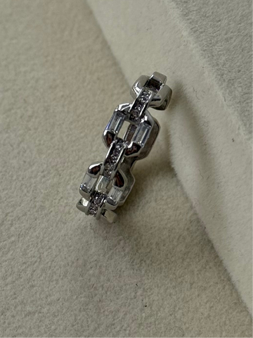 Silver Geometric Baguette Ring