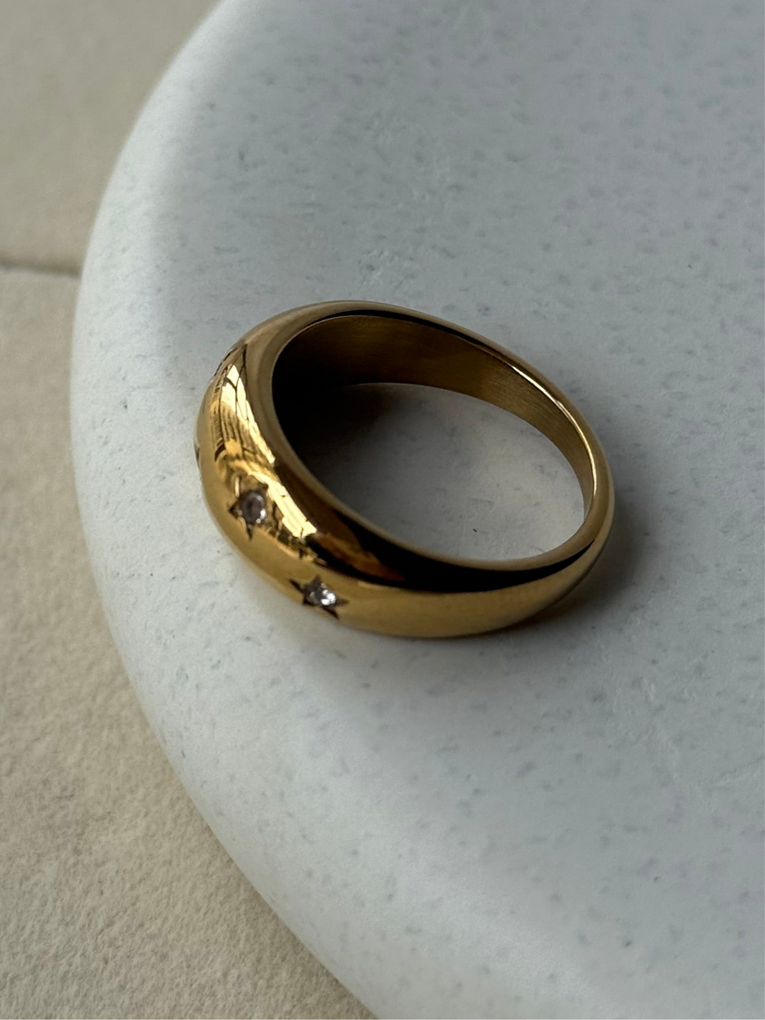 Starry Gold Band Ring - 7 cubic zirconia