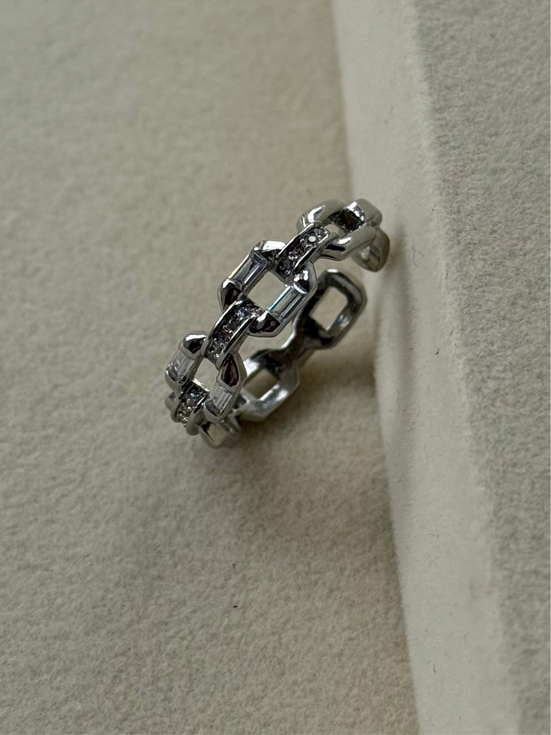 Silver Geometric Baguette Ring