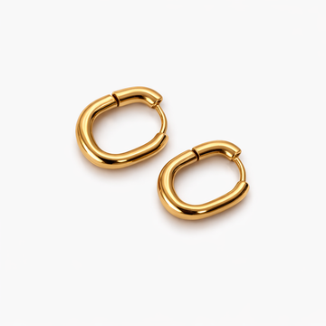 Bold Minimal Oval Gold Hoops