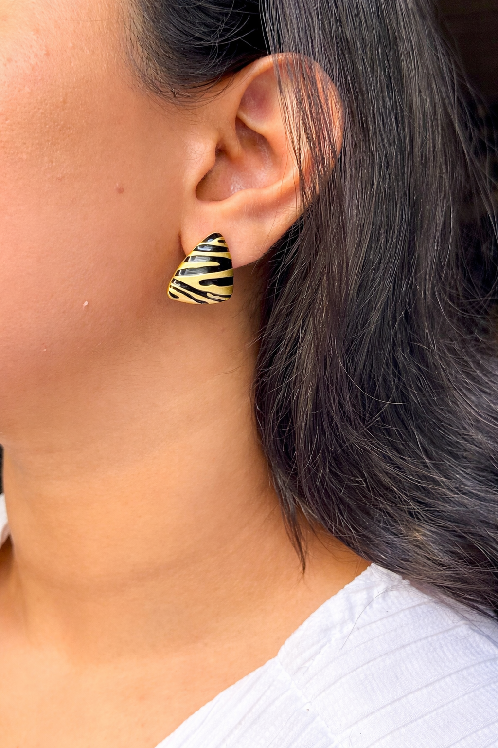 Zebrine – Printed Statement Stud