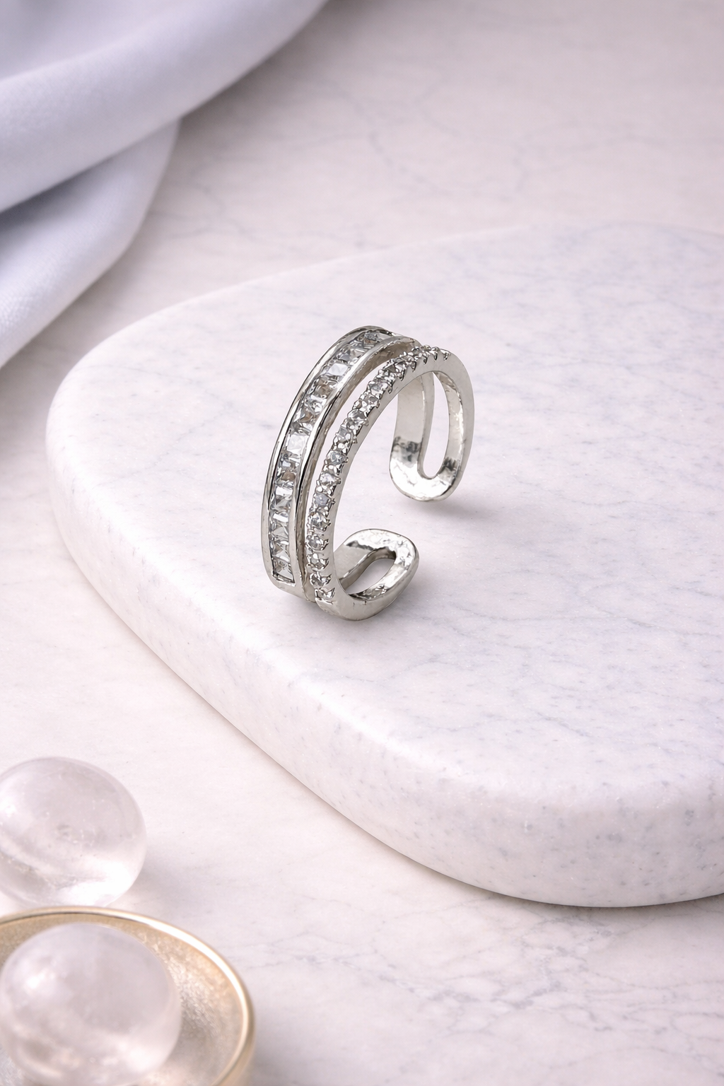 Silver Double Row Open Ring