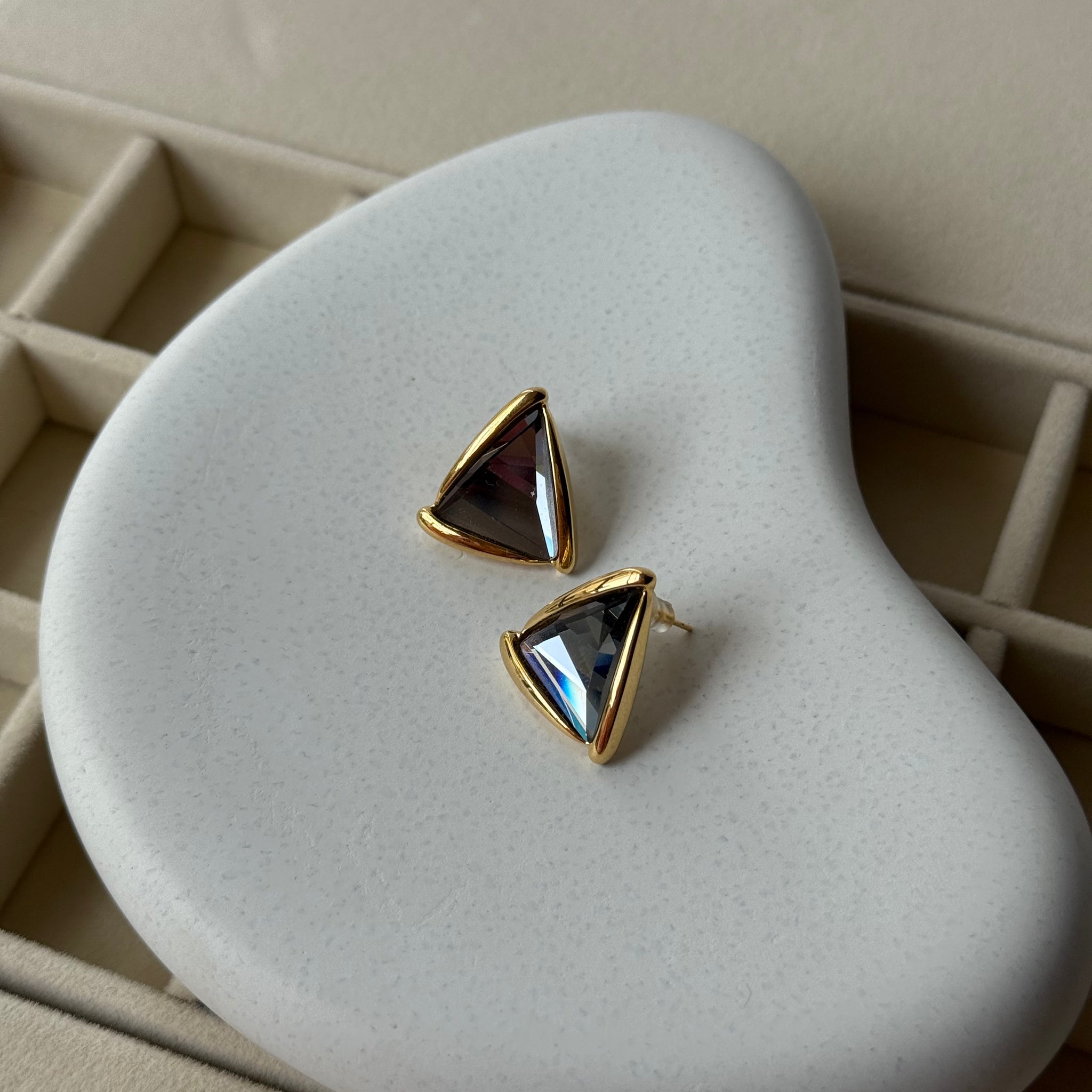 Midnight Prism Triangle Studs