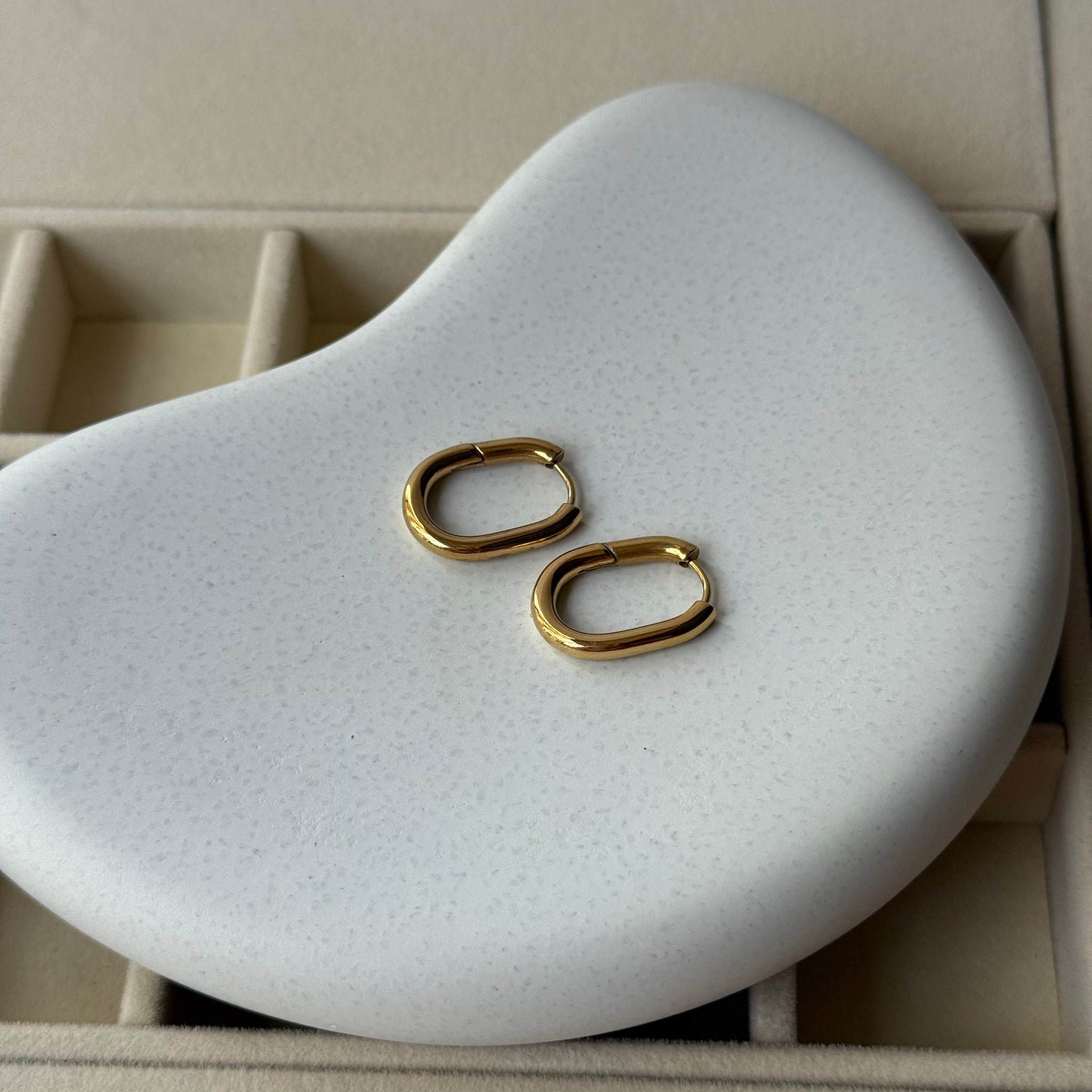 Bold Minimal Oval Gold Hoops