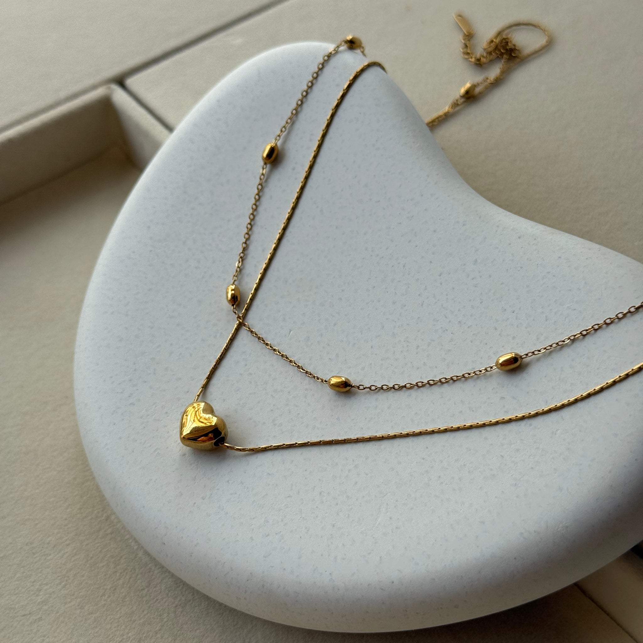 Beads and Heart layered Necklace