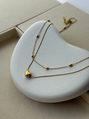 Beads and Heart layered Necklace