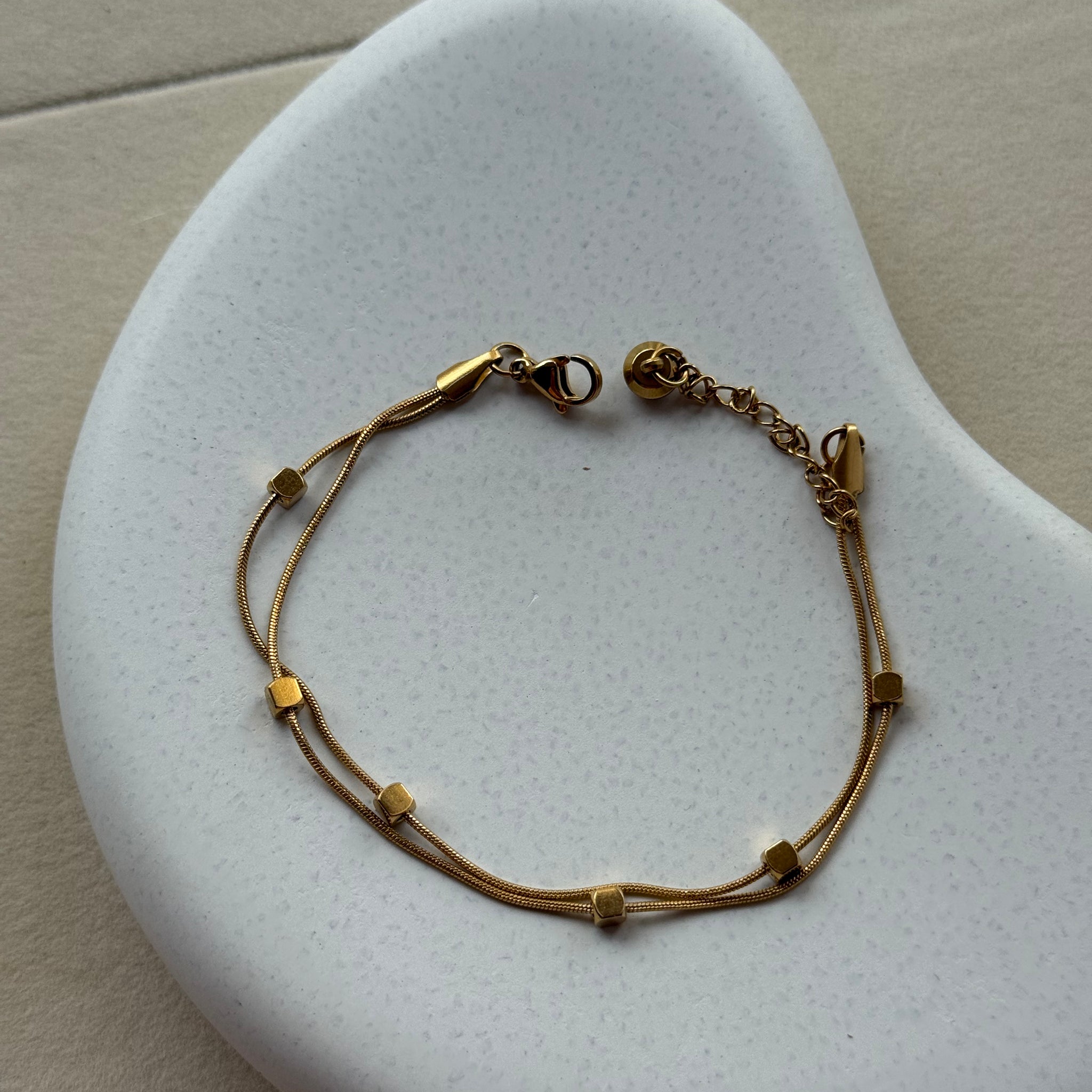 Cube Charm Dual-Strand Bracelet