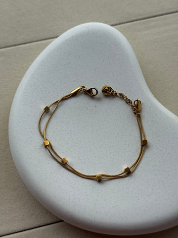 Cube Charm Dual-Strand Bracelet
