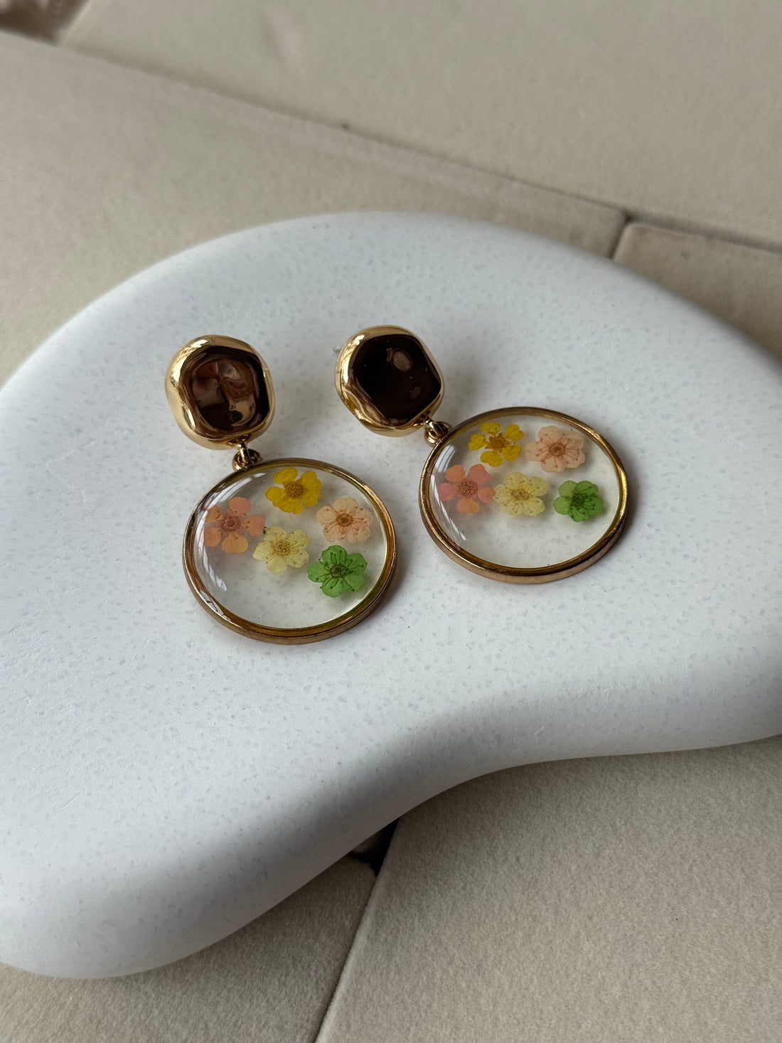 Pressed Flower Resin Stud Earrings