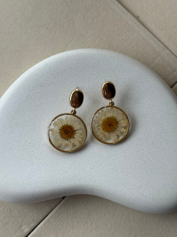 Pressed Flower Resin Stud Earrings